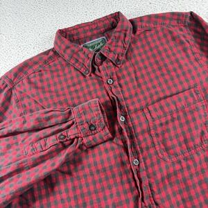 Woolrich Button Down Shirt Mens Large Red Buffalo Plaid Pocket Long Sleeve